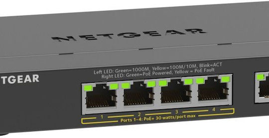 NetGear GS305EP Managed L2 PoE+ Switch με 4 Θύρες Gigabit (1Gbps) Ethernet