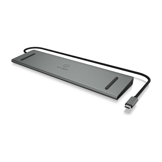 Icy Box USB-C Docking Station με HDMI 4K PD Ethernet και σύνδεση 2 Οθονών Ασημί (IB-DK2106A-CPD)