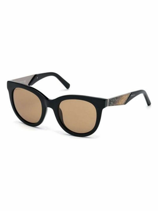 Swarovski De damă Ochelari de soare cu Negru Din plastic Cadru și Galben Lentilă SK0126 01E