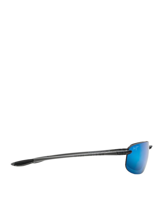 Maui Jim Hookipa Xl Unisex Sunglasses with Black Metal Frame and Blue Polarized Mirror Lens 456-14A