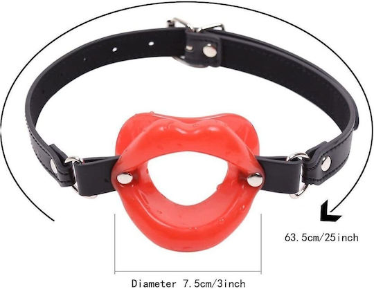 Naughty Toys Φίμωτρο Red Lip Open Mouth Gag with Strap σε Κόκκινο Χρώμα