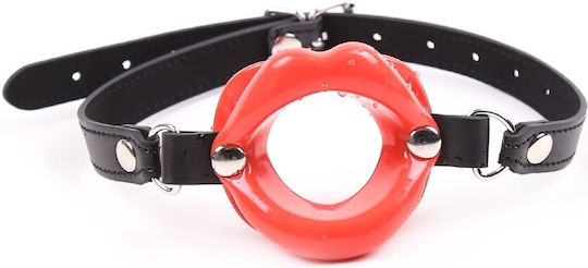 Naughty Toys Φίμωτρο Red Lip Open Mouth Gag with Strap σε Κόκκινο Χρώμα