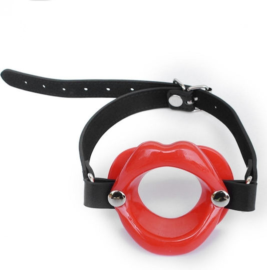 Naughty Toys Φίμωτρο Red Lip Open Mouth Gag with Strap σε Κόκκινο Χρώμα