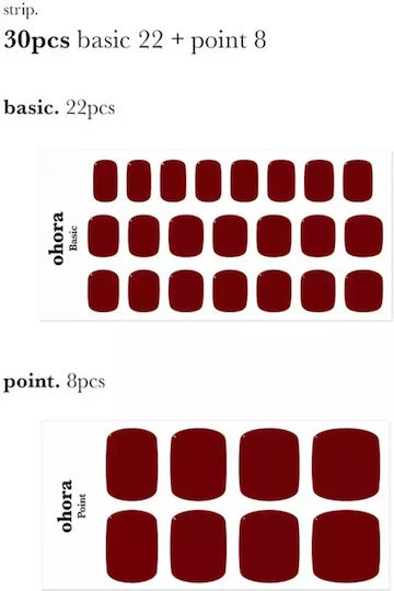 Gel Nail Stickers Toes Ohora P Basic Pedicure Shade Pbs-004 Quantity Pcs 30
