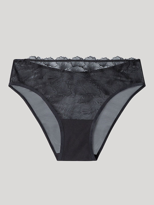 Damen Slip mit Spitze Black