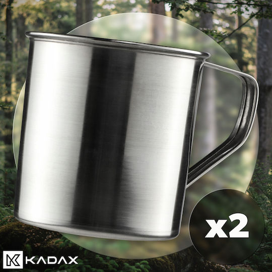 Kadax Stainless Steel Mug 400ml Travel Mugs 2pcs