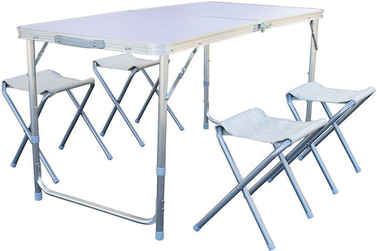 New Camp Aluminum Table Set for Camping Folding in Case 60x70x70cm White