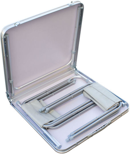 New Camp Aluminum Table Set for Camping Folding in Case 60x70x70cm White