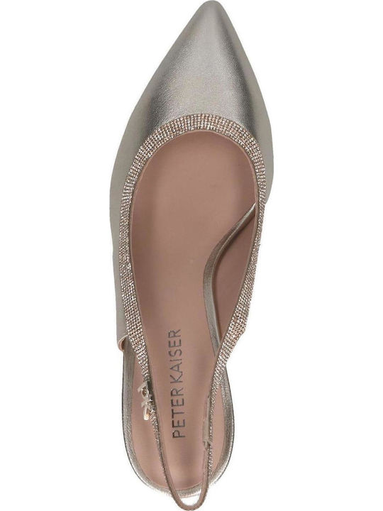 Leder Pumps mit Riemchen Goldene