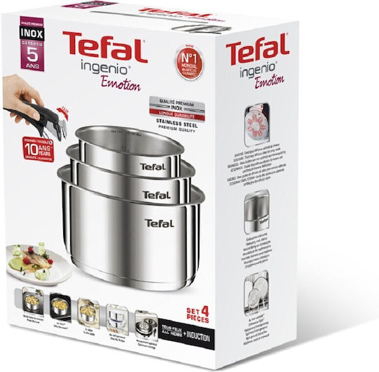 Tefal Ingenio Emotion Σετ Κατσαρόλες από Ανοξείδωτο Ατσάλι Silver 4τμχ Tefal Ingenio Emotion Σετ Κατσαρόλες από Ανοξείδωτο Ατσάλι Silver 4τμχ