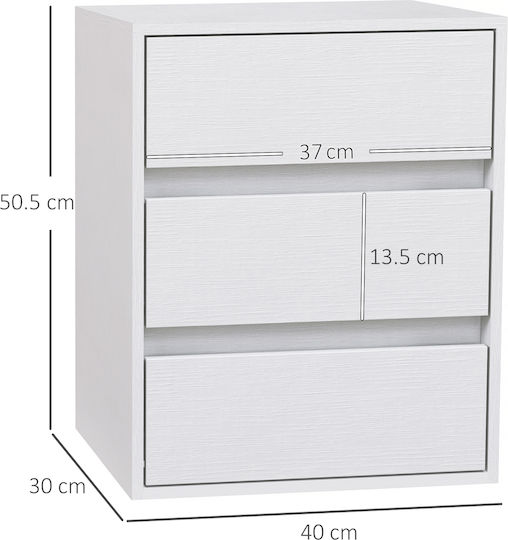 White Wooden Bedside Table 40x30x50.5cm