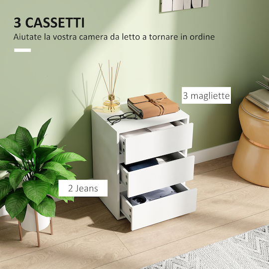 White Wooden Bedside Table 40x30x50.5cm