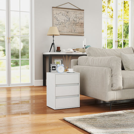 White Wooden Bedside Table 40x30x50.5cm