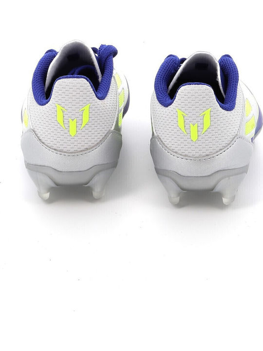 F50 Messi League MG Ghete De Fotbal Pentru Copii Cu Crampoane Argintiu Metalizat Solar Yellow Lucid Blue