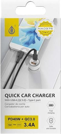 Moveteck Moveteck Handy-Autoladegerät 40W mit Anschlüssen: 1xUSB-A 1xType-C Weißes Farbe