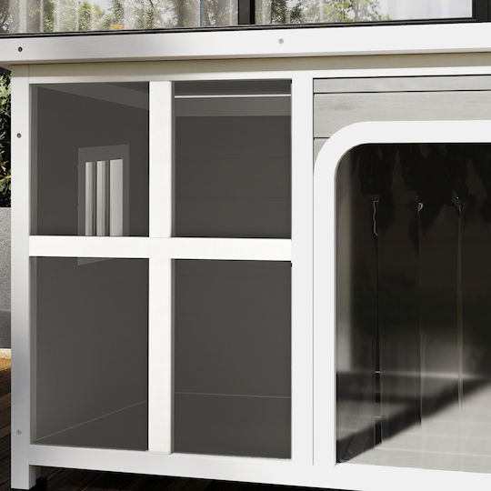 Pawhut Dog House Wooden Gray 90x62x71cm