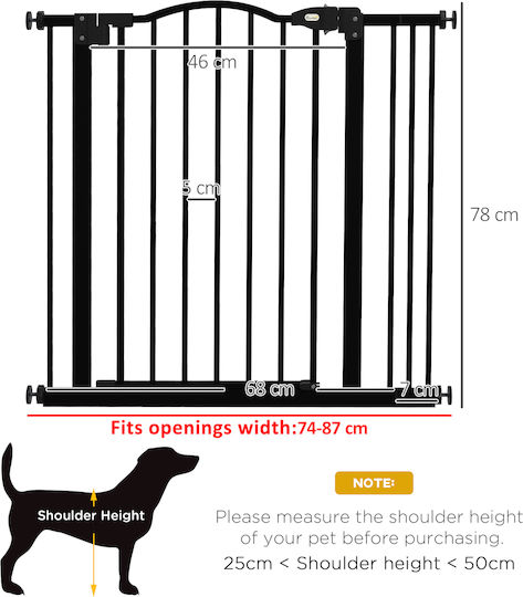 Pawhut Door Dog made of Metal in Black Color 74 x 74 x 74cm