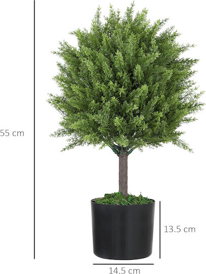 Homcom Künstliche Pflanze Zedernbaum Topf Inklusive Innen Außen Höhe 55 cm Grün 830-953v00gn