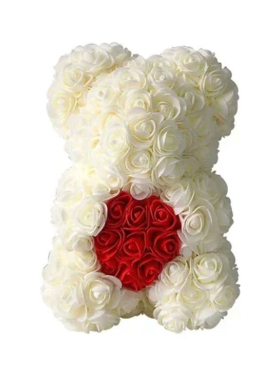 Rose Teddy Bear 25cm White