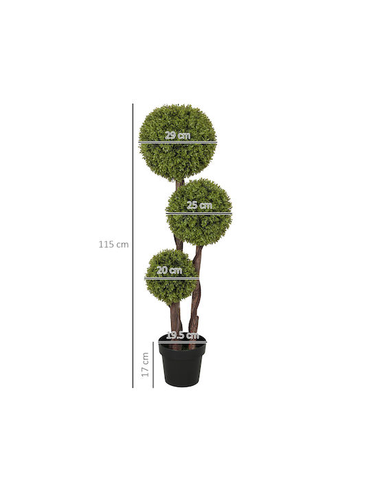Homcom Künstliche Buchsbaum Pflanze 3 Kugeln Inklusive Topf Verstärkter Sockel Höhe 115 cm 830-705v01gn