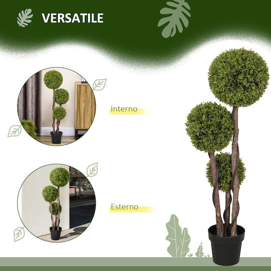 Homcom Künstliche Buchsbaum Pflanze 3 Kugeln Inklusive Topf Verstärkter Sockel Höhe 115 cm 830-705v01gn