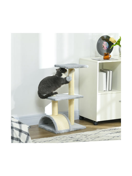 Pawhut Scratching Post Cat Trees Gray 3 levels 40x35x72cm