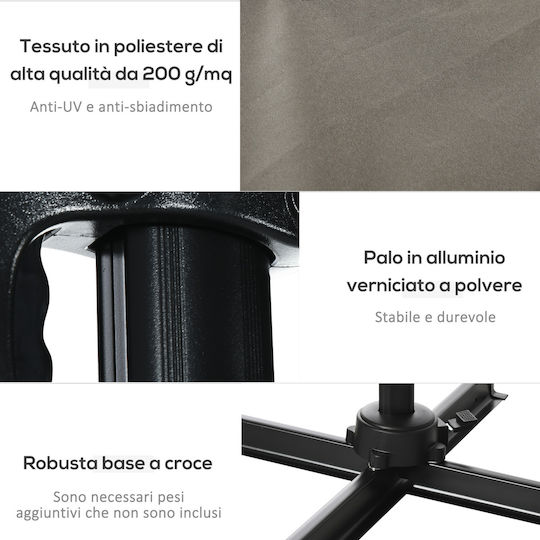 Squared Aluminum Grey Parasol 2.5x2.5m