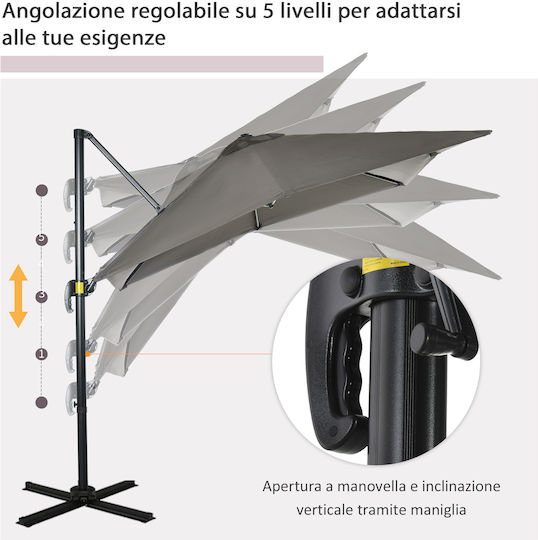 Squared Aluminum Grey Parasol 2.5x2.5m