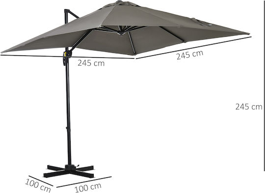 Squared Aluminum Grey Parasol 2.5x2.5m