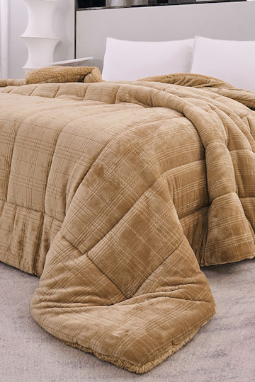Liolios Home Κουβερτοπάπλωμα Υπέρδιπλο 220x240εκ. Square Gold
