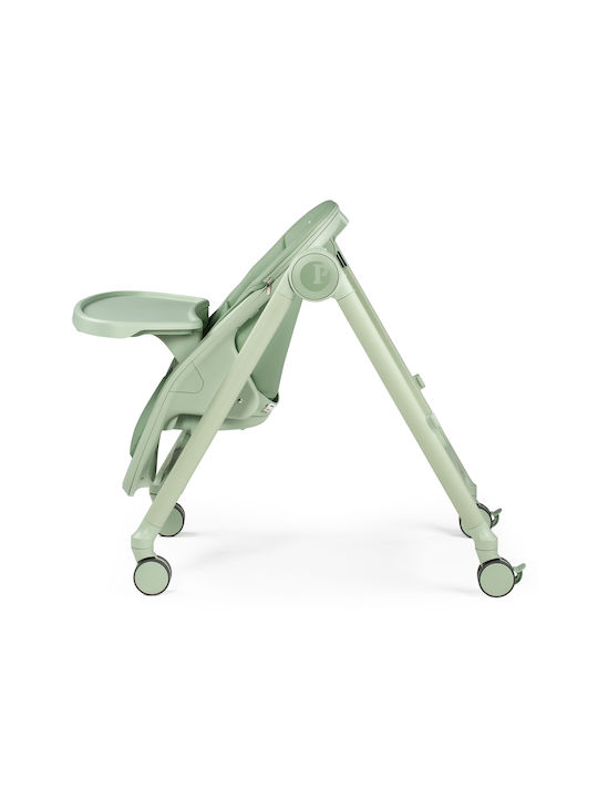 Peg Perego Living Foldable Baby Highchair 2 in 1 with Adjustable Height Sage