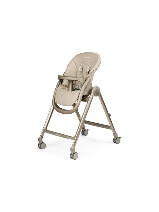 Peg Perego Living Foldable Baby Highchair 2 in 1 with Adjustable Height Space Sand