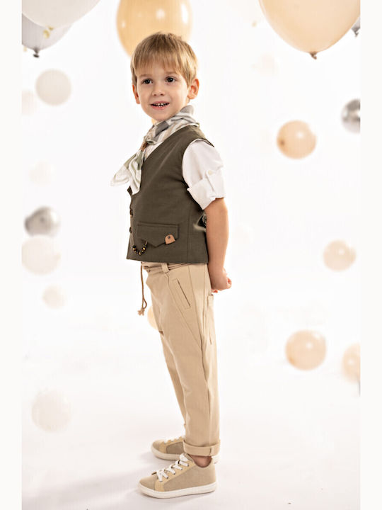 Baby Bloom Boys Baptism Suit with Vest 5pcs Khaki