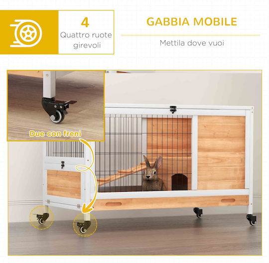 Pawhut D51-126V00YL Cușcă de Lemn pentru iepuri 90bucx53bucx59buccm.
