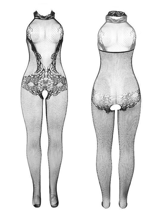Subblime Sexy Bodystocking Gittermuster mit offenem Schritt Schwarz