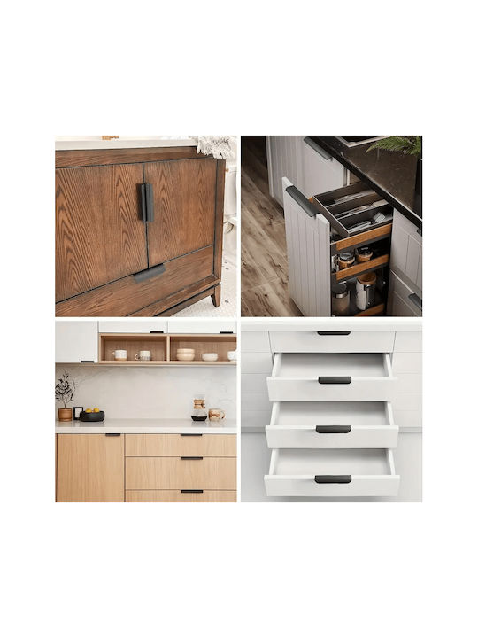 Hidden Kitchen Drawer Handle Aluminum Black 160mm