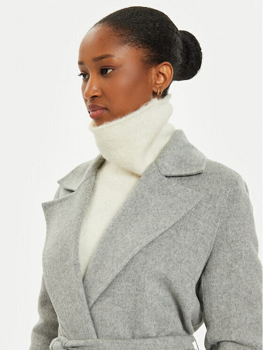 Wool Women's Gray Coat with Buttons