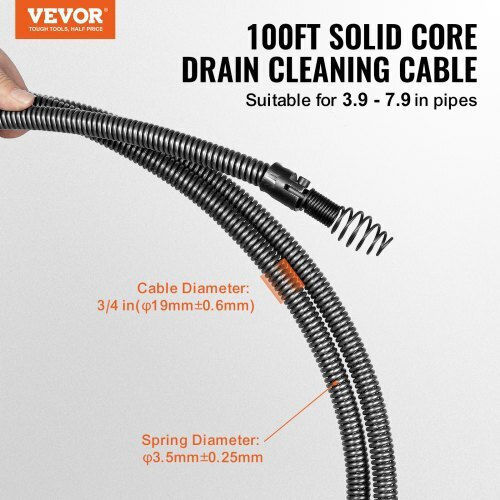 Vevor Steel Drain Unblockers 30m with Maximum Unclogging Thickness 19mm