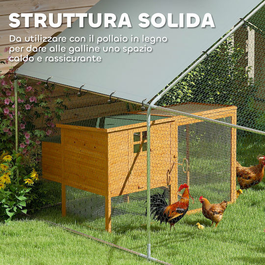 Pawhut Metallic Poultry Coop L3.4 x W3 x H1.9m