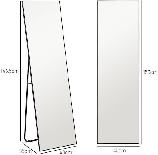 HomCom Καθρέπτης με Μαύρο Μεταλλικό Πλαίσιο 150x40cm