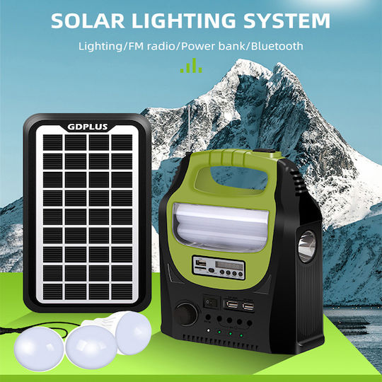 Sistem de Iluminat Solar + Încărcare Difuzor USB SD MP3 Player Radio FM Panou Solar Baterie Lanternă + Lampă 3 Becuri LED