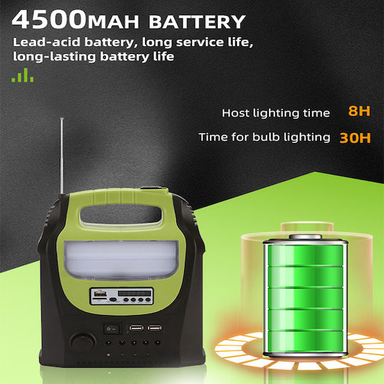 Sistem de Iluminat Solar + Încărcare Difuzor USB SD MP3 Player Radio FM Panou Solar Baterie Lanternă + Lampă 3 Becuri LED