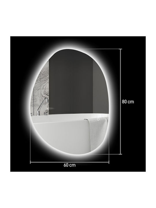 HomCom Oglindă de Baie Lumini LED din Plastic cu Lungime 80cm Argintiu