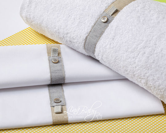 Lina Baby Set Christening Oilcloths White 3 Pieces