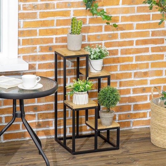 Outsunny Flat Pot Rack Metal Black 34cmx34cmx66cmcm.