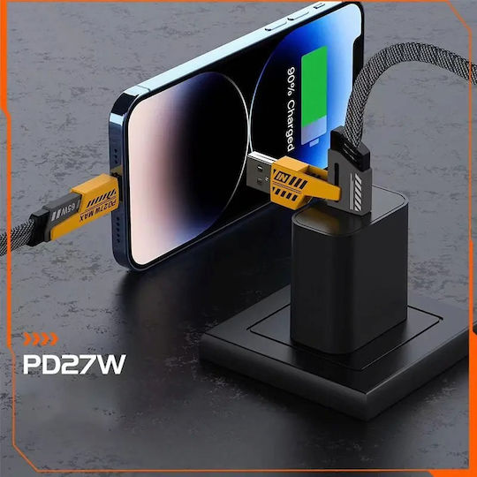Cablu de Încărcare Multi 4în1 Super Rapid Pd 27w Usb 65w 1.2 Metri Negru Abyz