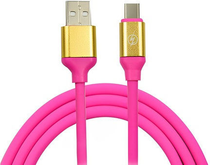 Cablu de încărcare și date USB A la Type-C, lungime 2m, roz