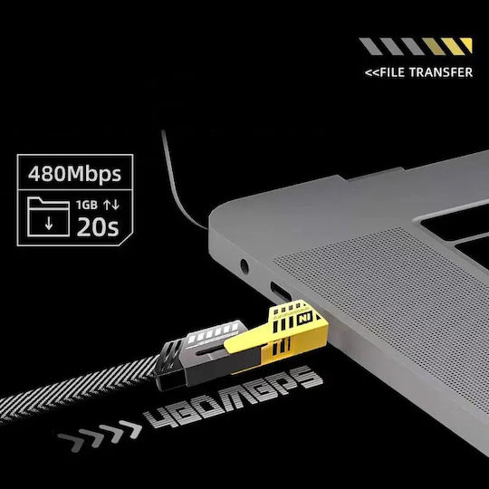 Cablu de Încărcare Multi 4în1 Super Rapid Pd 27w Usb 65w 1.2 Metri Negru Abyz