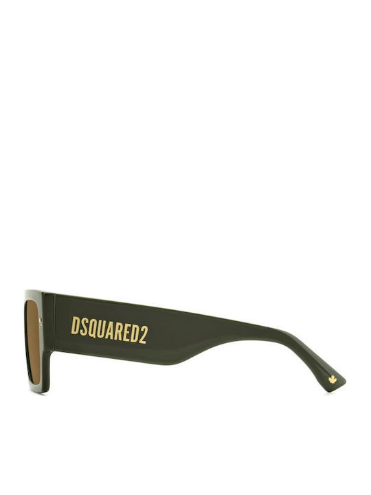 Dsquared2 Unisex Γυαλιά Ηλίου με Πράσινο Κοκκάλινο Σκελετό και Καφέ Φακό D2 0165/S 1ED/70