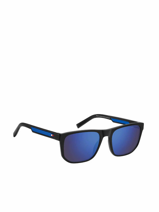 Tommy Hilfiger Men's Sunglasses with Black Plastic Frame and Blue Mirror Lens TH2200/S D51/ZS